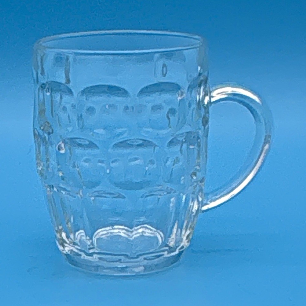 Vintage Arcoroc France Britannia Glass Beer Mug Dimple Thumbprint Stein Clear